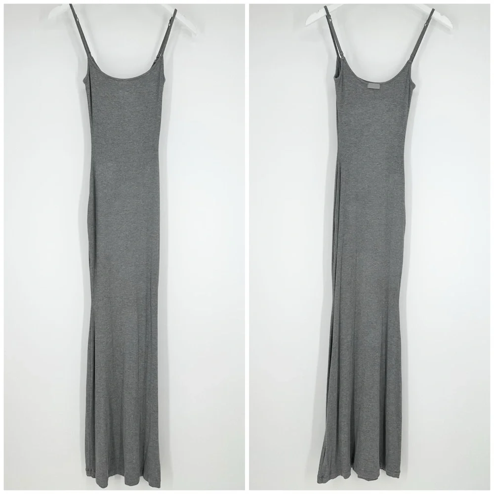 Skims Soft Lounge Heather Grey Long Maxi Slip Dress - Picture 6 of 15